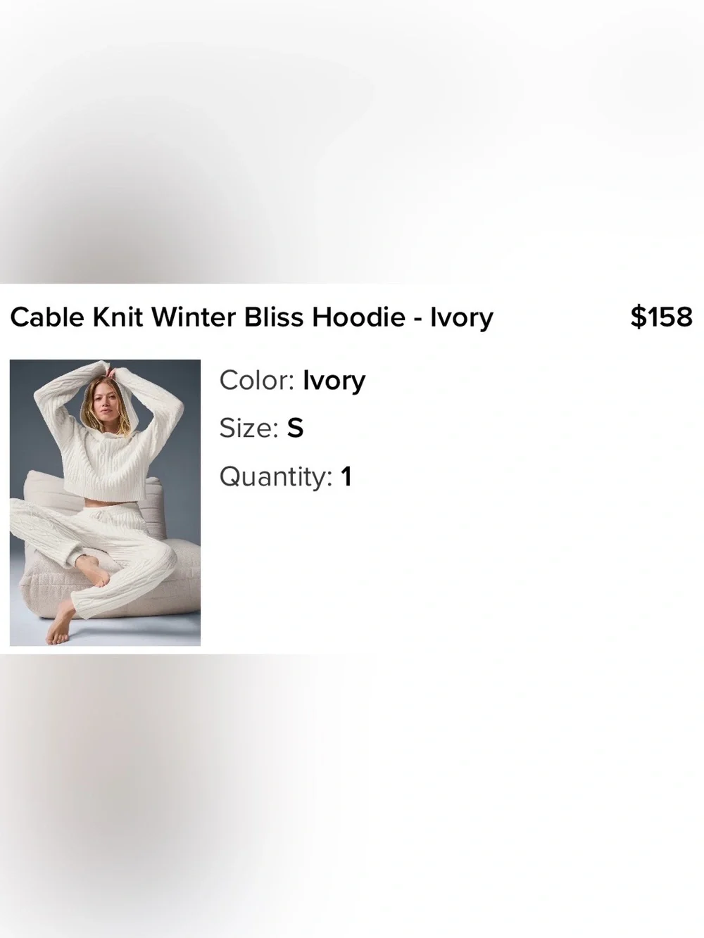 ALO Yoga Cream Cropped Cable-Knit Hoodie Sweater